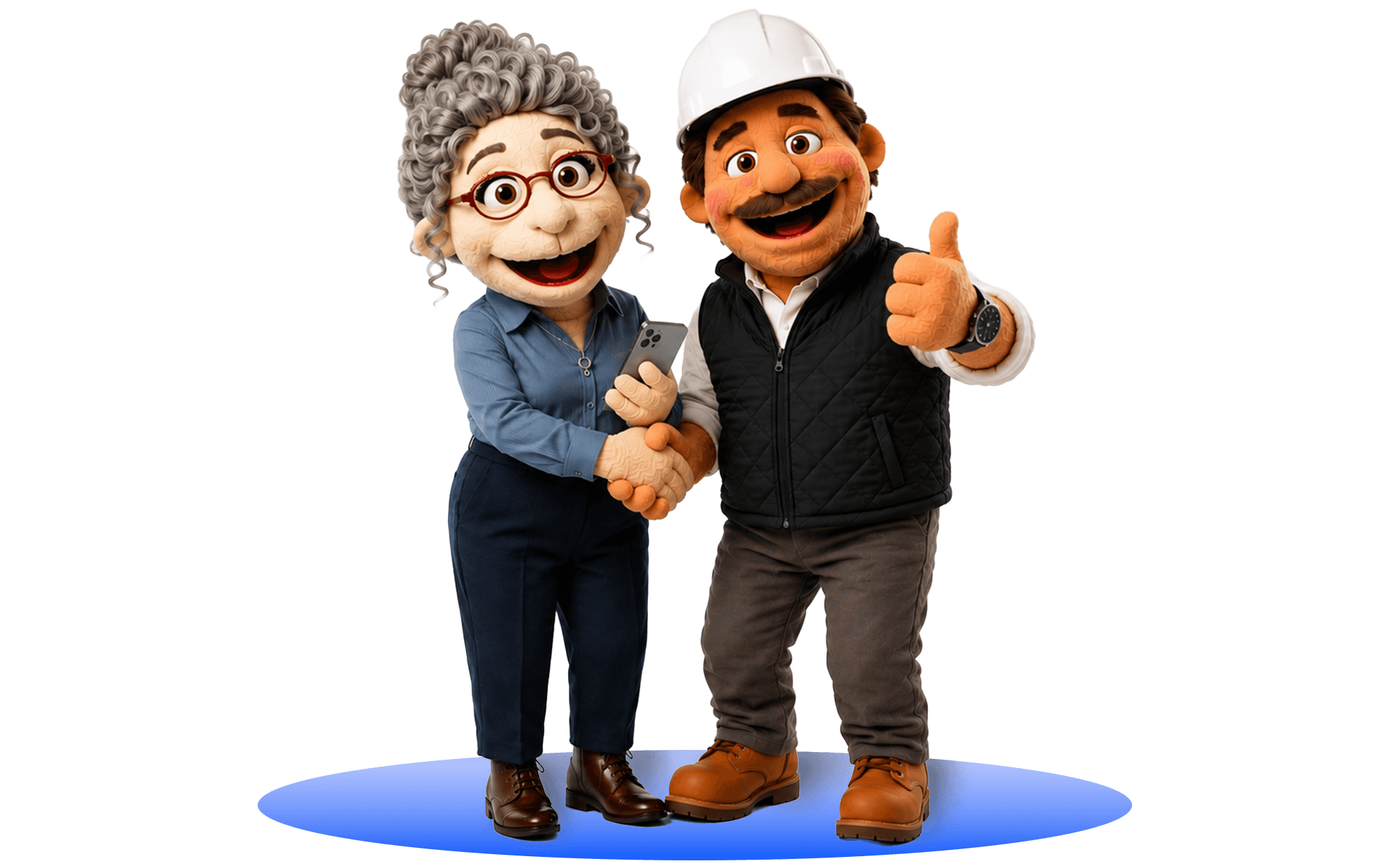 Don Pancho y Doña Ceci saludándose